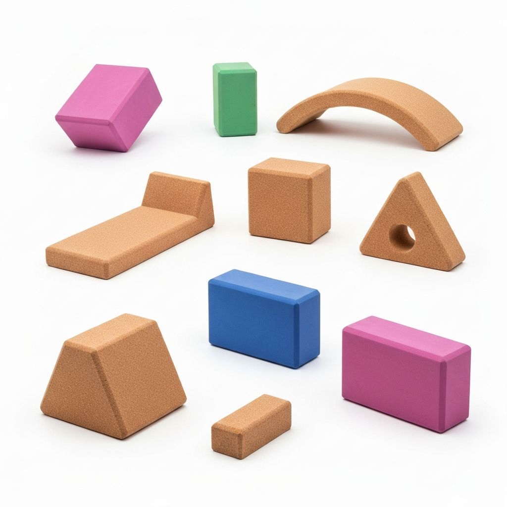 Yoga-Blöcke und Balance-Elemente